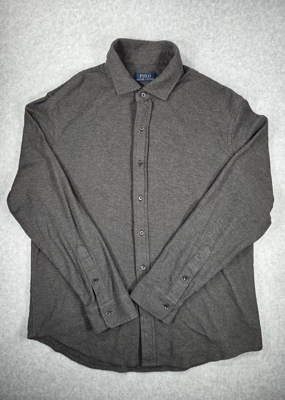 Polo Ralph Lauren Mens XL Gray Knit Oxford Long Sleeve Button Down Shirt Cotton